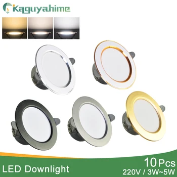Kaguyahime 10buc corp de Iluminat 5w 3w Spot LED, 3000k Lumina 4500K 6000K Interior Încastrat Lampa AC 220V LED lumina Reflectoarelor cu Aur de Argint de Suprafață