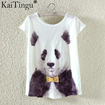 KaiTingu Noutate Tricou de Vara Harajuku Kawaii Pește Drăguț Panda Animal Print T-shirt cu Maneci Scurte T Shirt pentru Femei Topuri M L XL Mărime