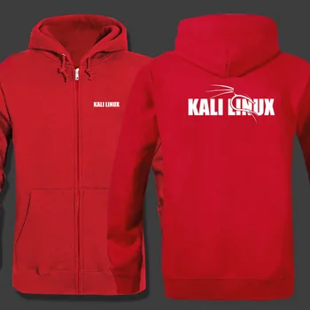 Kali Linux logo cu fermoar Hanorac cu Glugă de Iarnă Jachete cu Fermoar Jacheta din Bumbac Strat de Moda Hoodie