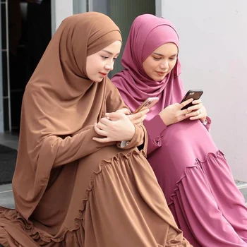 KALNEMOS Musulman Maxi Rochie Toamna anului 2020 Timp Khimar Malaezia turc de Cult Islamic Roba+hijab Solid Lapte de Mătase arabă Haine