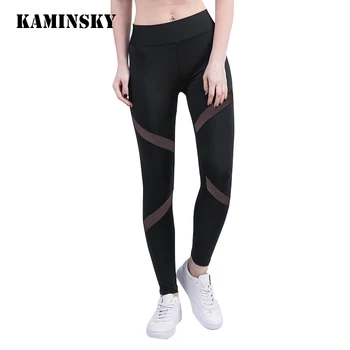 Kaminsky Negru Athleisure Pantaloni Lungi Pentru Femei De Vara Elastica Se Potrivesc Subțire Jambiere Pantaloni Skinny Sexy Si Damele De Plasă De Îmbinare Jambiere