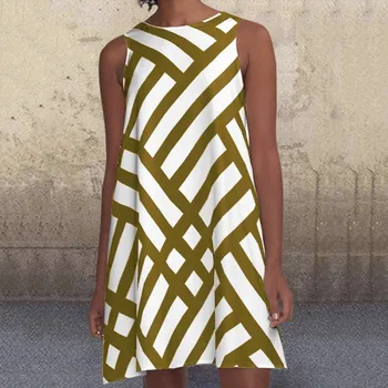 KANCOOLD rochie de Moda pentru Femei O Gâtului fără Mâneci Model de Rochie a-Line Imprimare Vacanta de Vara stil casual rochie nouă femei 20627