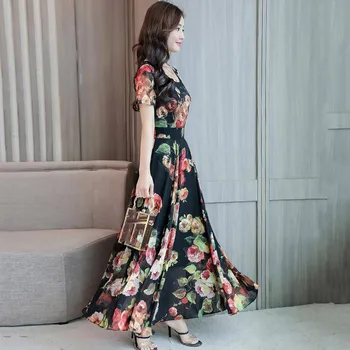 KANCOOLD ROCHIE vestidos de Moda Casual Femei O-Gat Maneci Scurte Rochie Lungă Imprimate rochie a-Line Rochie nouă momen 2020JAN15