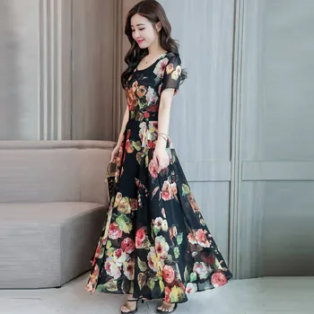 KANCOOLD ROCHIE vestidos de Moda Casual Femei O-Gat Maneci Scurte Rochie Lungă Imprimate rochie a-Line Rochie nouă momen 2020JAN15