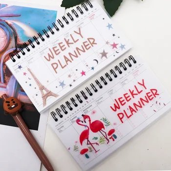 Kawaii Flamingo Notebook-uri de Hârtie Jurnal Planificator Săptămânal Lunar Planificator, Organizator spirală Notebook Agenda de Birou Rechizite Școlare