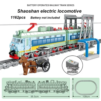 KAZI Baterie Electrică de cale Ferată de Tren Serie de Blocuri de Iarnă Crăciun Ferma Tren cu Aburi, Locomotiva DIY Cărămizi Jucarii si Cadouri