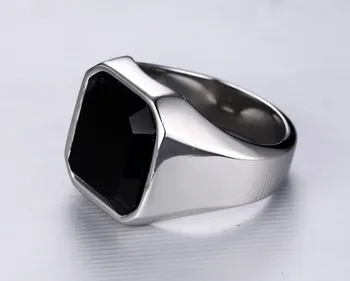 Keisha Lena Nou design piatra mare inel de barbat din inox om clasic, punk piatră neagră inele pentru bărbați bijuterii