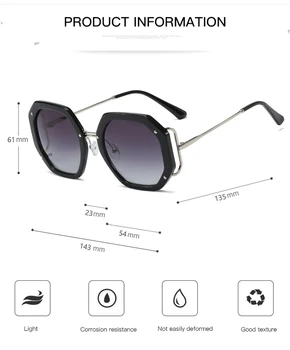 KEITHION ochelari de Soare pentru Femei la Modă Poligon Supradimensionate Designer de Moda Stil Gradient UV400 Octogon Obiectiv Cadru Metalic
