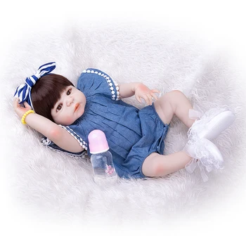KEIUMI 23 Inch Full Body Silicon Renăscut Baby Dolls Pentru copii Playmates Realist 57 cm Printesa Păpuși Reborn Moda Boneca Cadou
