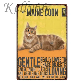 [ Kelly66 ] Maine Coon CAT Metalice Semn Tin Poster Decor Acasă Bara de Perete de Arta Pictura de 20*30 CM Dimensiune y-1795