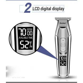 Kemei Frizer Profesionist Tuns Display LCD 0mm Chel cu Barba de Tuns pentru Barbati DIY Cutter Electric Masina de Tuns