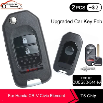 KEYECU Modernizate Flip-Telecomanda Cheie Auto cu Telecomanda 2+1 3 Butonul T5 Chip pentru Honda 2002-2004 CR-V / 2003-2005 Civic (Si) / 2005 Element