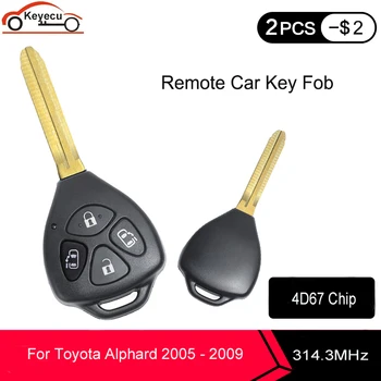 KEYECU Nou de Înlocuire Telecomanda Auto breloc 4 Buton 314.3 MHz Cu 4D67 Chip pentru Toyota Alphard 2005 2006 2007 2008 2009