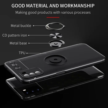 KEYSION Caz rezistent la Socuri Pentru Xiaomi POCO M3 M2 Pro F2 Pro C3 Silicon Moale Inel de Metal Suport de Telefon capacul din spate pentru POCO X3 NFC