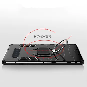 KEYSION Inel Titular Caz de Telefon pentru Samsung Galaxy S10 Plus S10 S10e+ S9 Nota 9 Moale TPU Silicon Greu PC-ul de Adsorbție Capacul din Spate