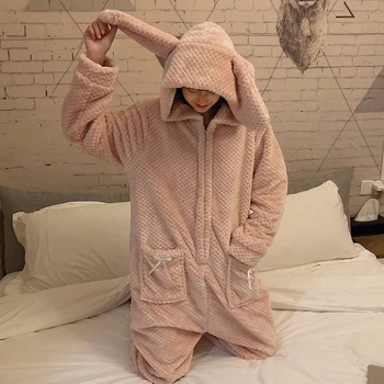 Kigurumi Animal Pijama Adult body-uri pentru Femei Barbati Cuplu de Iarna Iepure Pijamale Kegurumi Pijamale Flanel Pijamas Homewear