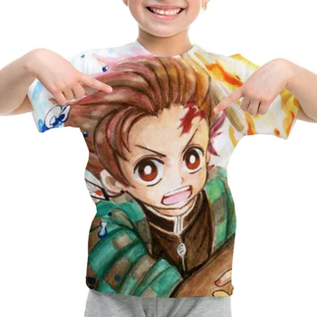 Kimetsu Nu Yaiba Tricou Copii Amuzant Demon Blade Anime Lama de Duhul Copii Anime Tshirt Graphic T-shirt pentru Copii Topuri Tee Haine