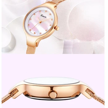 KIMIO Brand Vintage Femeie Ceasuri Țese Plasă din Oțel Inoxidabil Curea Doamnelor Rochie Ceas Pentru Femei Cu Cutie horloge dames montre