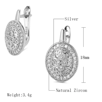 Kinel Clasic Argint 925 Oval Naturale Zircon Trendy Spinel Logodna Stud Cercei pentru Femeile Fien Bijuterii