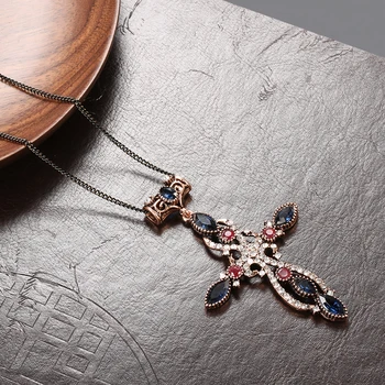 Kinel De Lux Crucea Pandantiv Colier Vintage Bijuterii Pentru Femei De Culoare Aur Antic Religioase Accesorii Bijuterii Cel Mai Frumos Cadou
