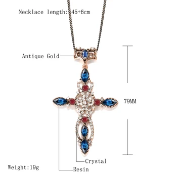 Kinel De Lux Crucea Pandantiv Colier Vintage Bijuterii Pentru Femei De Culoare Aur Antic Religioase Accesorii Bijuterii Cel Mai Frumos Cadou