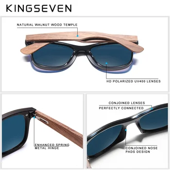 KINGSEVEN 2021 Handmade Serie Bărbați ochelari de Soare Polarizat de Nuc din Lemn Oglindă Ochelari Femei Vintage Oculos de sol Cu Lemn de Caz