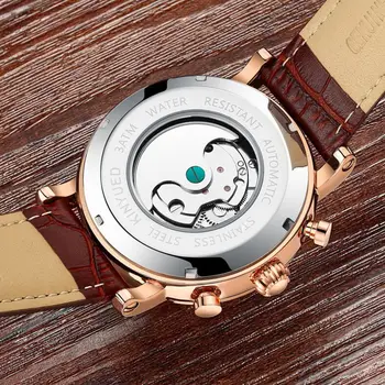 KINYUED Brand de Top Ceasuri Barbati Ceas Automată Mecanice Tourbillon Ceas Sport din Piele Afaceri Retro Ceas de mână Relojes Hombre