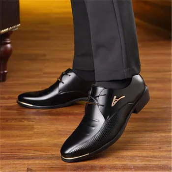 KIPERANN brand de Lux bărbați clasic subliniat pantofi de costum barbati din piele de brevet de mireasa negru pantofi Oxford pantofi rochie pantofi de dans