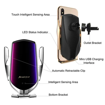 KISSCASS Prindere Automată Mașină Încărcător Wireless pentru iPhone XS 11 Pro Samsung Xiaomi Senzor Infraroșu Masina Suport de Telefon Incarcator