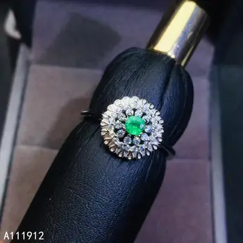 KJJEAXCMY bijuterii fine naturale de Smarald, argint 925 nou reglabil piatră prețioasă femei inel de sprijin test de moda de lux