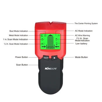 KKmoon Stud Finder Perete Detector de Căutare Metal Digital Lemn Știfturi Centru Cablu Live Wire Scanner de alarmă cu LCD