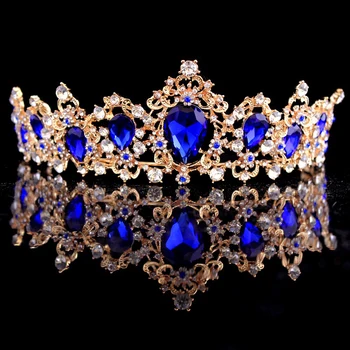 KMVEXO Baroc Roșu Albastru Verde Coroana de Cristal Mireasa Diademe Epocă de Aur Accesorii de Par Stras Nunta Diademă Concurs de Coroane