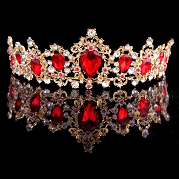 KMVEXO Baroc Roșu Albastru Verde Coroana de Cristal Mireasa Diademe Epocă de Aur Accesorii de Par Stras Nunta Diademă Concurs de Coroane