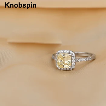 Knobspin Argint 925 Metri Inele De Logodna Pentru Femei Alb Galben Ridicat De Carbon Diamant Bijuterii Fine En-Gros