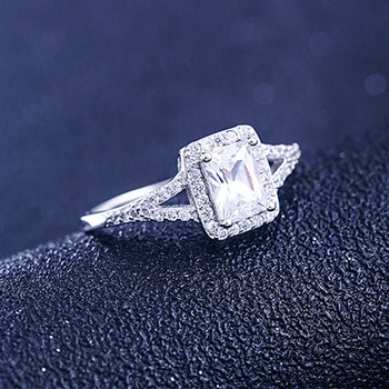 Knobspin De Lux Argint 925 Nunta Inele De Logodna Pentru Femei Spumant Ridicat De Carbon Diamant Bijuterii Fine En-Gros