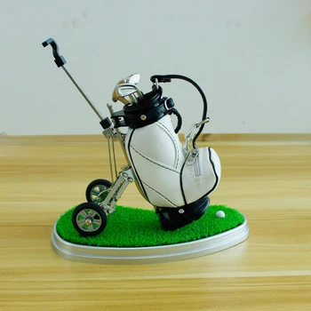 KOFULL Mini Golf Cărucior Suport Stilou Decor de Birou din Piele PU Noutate Cadou