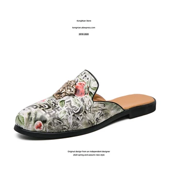 KONG NIAN Brand de vară stil nou catâri pantofi pentru bărbați de moda de lux de imprimare Zapatillas Hombre Pantofi Casual Jumătate Papuci de Vânzare