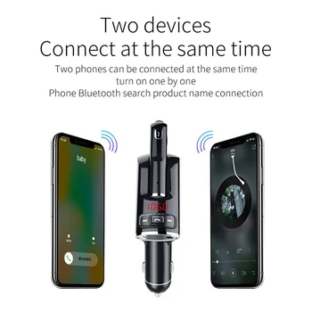 Konrisa Aux Transmițător FM Auto cu Cască Bluetooth Handsfree Kit Wireless A2DP Music Player Suport telefon Dual USB Port