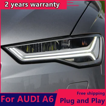 KOWELL styling auto Pentru Car Styling Lampă de Cap pentru Audi A6 LED-uri Faruri 2012-2018 A6L C7 Faruri LED DRL faruri de asamblare