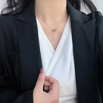 Kpop Din Oțel Inoxidabil Colier Pentru Femei Drăguț De Aur A Crescut Lanț Plin De Grație Declarație Pandantiv Rotund Colierele Fine Moda Bijuterii