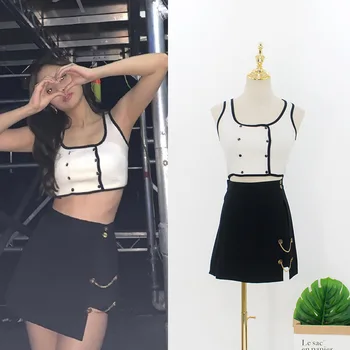 Kpop Seo Da Ji UI Lee Ji Eun streetwear Petrecere sexy două piese fusta si tricou set de femei de moda de vară culturilor top si fusta set