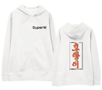 Kpop super m 4 stiluri de imprimare pulover hoodies moda unisex superm fleece/subțire pierde tricoul alb/negru