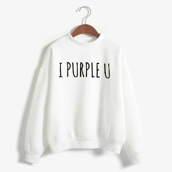Kpop Tricoul Violet U Scrisoarea Imprimate Femei Tricou Toamna Iarna Fleece Hoodie Cald Stil coreean Streetwear Topuri