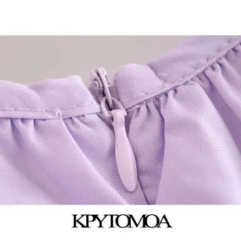 KPYTOMOA Femei 2020 Dulce de Modă Plisate Solid Mini Rochie Vintage Puff Maneca cu Fermoar Spate Rochii de sex Feminin Vestidos Mujer
