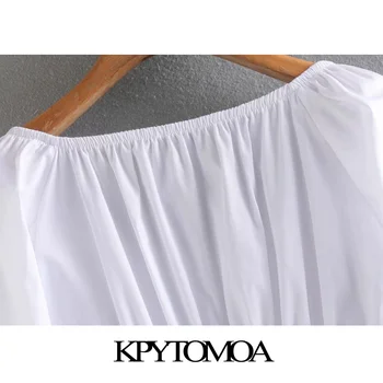 KPYTOMOA Femei 2020 Dulce Moda Ciufulit Bluze Albe Vintage V-Neck Maneca Lunga Femei Tricouri Blusas Topuri Chic