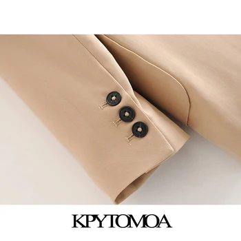 KPYTOMOA Femei 2020 Moda Birou Poarte Singur Pieptul Blazer Coat Vintage Maneca Lunga Buzunare de sex Feminin de Îmbrăcăminte exterioară Topuri Chic