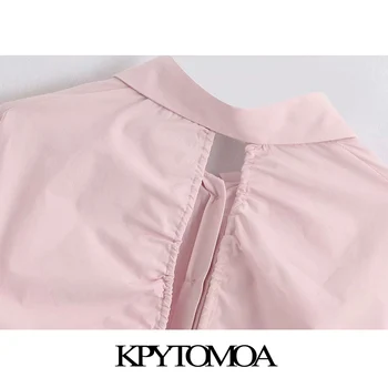 KPYTOMOA Femei 2020 Moda Buzunare Supradimensionate Neregulate Bluze Vintage Maneca Lunga Înapoi Guri de sex Feminin Tricouri Blusas Topuri Chic