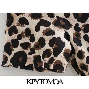 KPYTOMOA Femei 2020 Moda Chic Cu Butoane de Imprimare Leopard Mini Rochie Vintage Maneca Scurta Model Animal de sex Feminin Rochii de Mujer