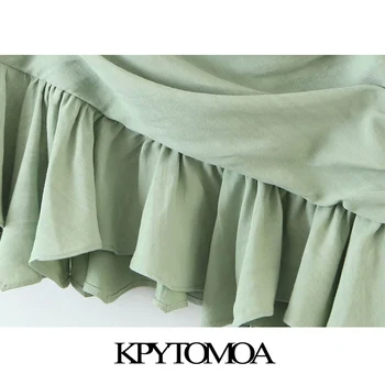 KPYTOMOA Femei 2020 Moda Chic Cu Drapată Ciufulit Asimetric Mini Fusta Vintage Talie Mare cu Fermoar Spate Feminin Fuste Mujer