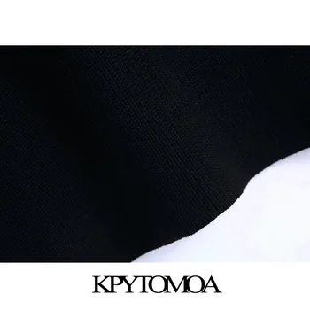 KPYTOMOA Femei 2020 Moda Uzura de Birou Negru Vesta Tricotate Pulover Vintage V Gâtului fără Mâneci Femei Vesta Chic Topuri